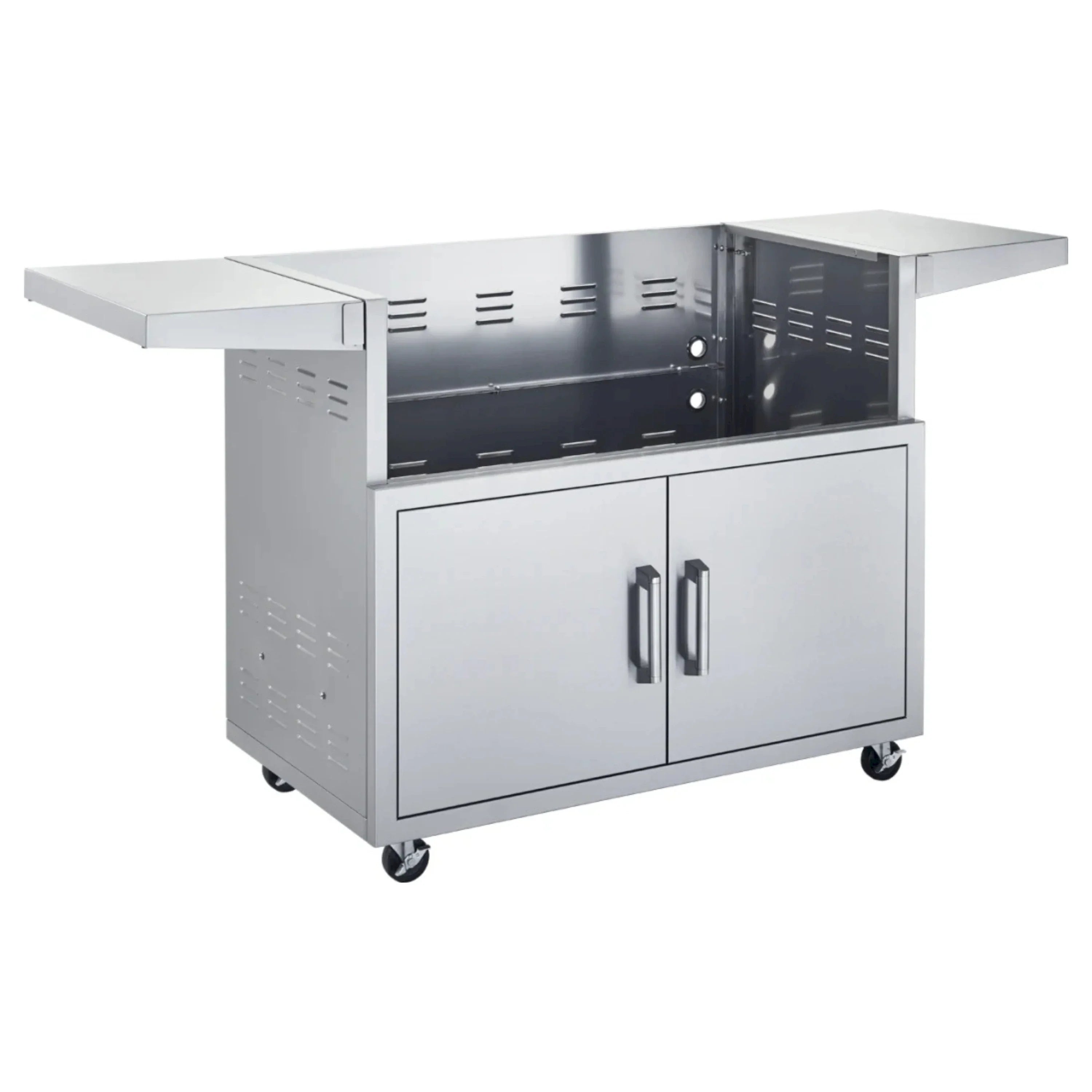 42-Inch Cart with 2 Doors and 2 Fold-Down Side Shelves in Stainless Steel (BSACT42)