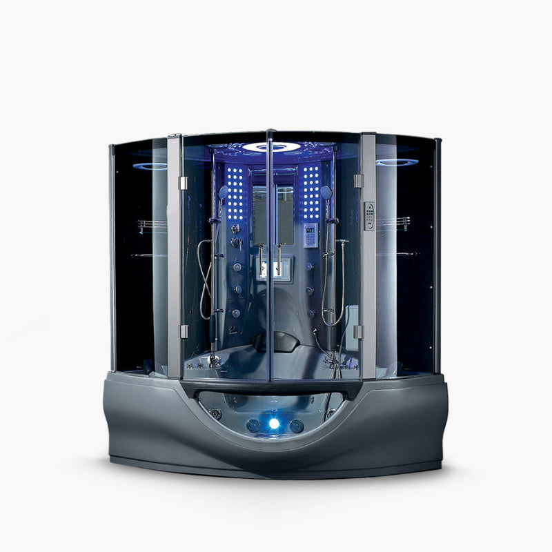 Maya Bath Valencia Steam Shower – Compact Corner Whirlpool Spa with TV, MP3 Audio & Full-Body Massage