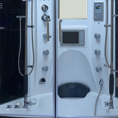 Maya Bath Valencia Steam Shower – Compact Corner Whirlpool Spa with TV, MP3 Audio & Full-Body Massage