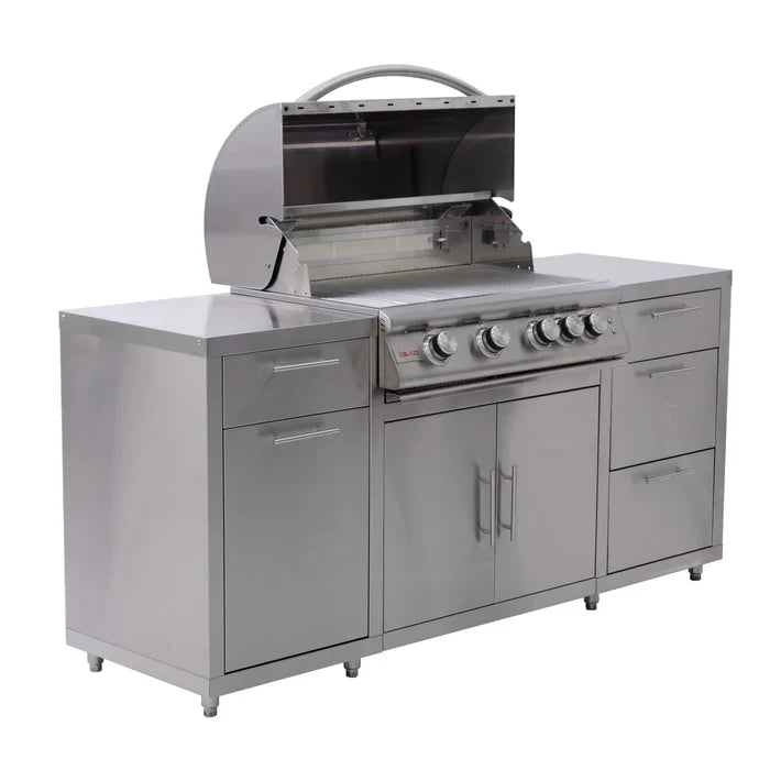Blaze 6-Foot Stainless Steel Outdoor Kitchen Island with 32-Inch Gas Grill and LED Storage Drawers – Premium LTE Series