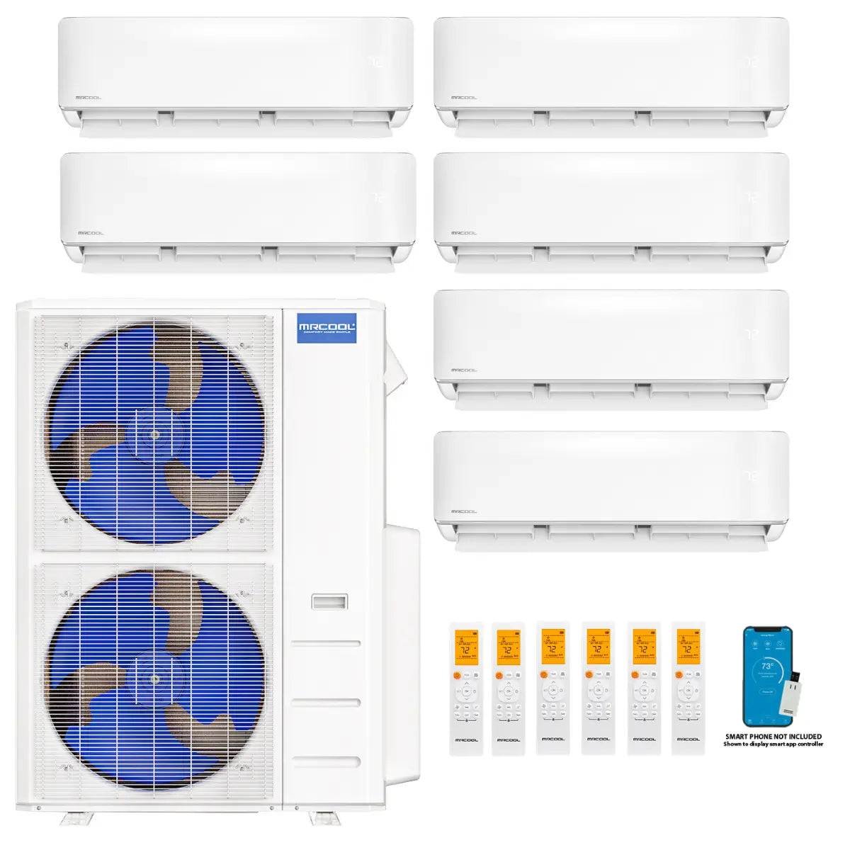 MRCOOL DIY 5th Gen Multi-Zone 6-Zone 48K BTU 21.8 SEER2 (6K + 6K + 6k + 6k + 6k + 9k) Ductless Mini Split AC & Heat Pump