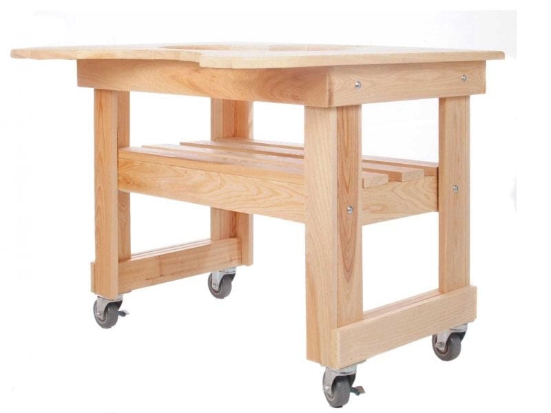 Primo Cypress Grill Table for Oval XL – Handcrafted Outdoor Grill Stand with Locking Casters, Unfinished Cypress Wood PG00600