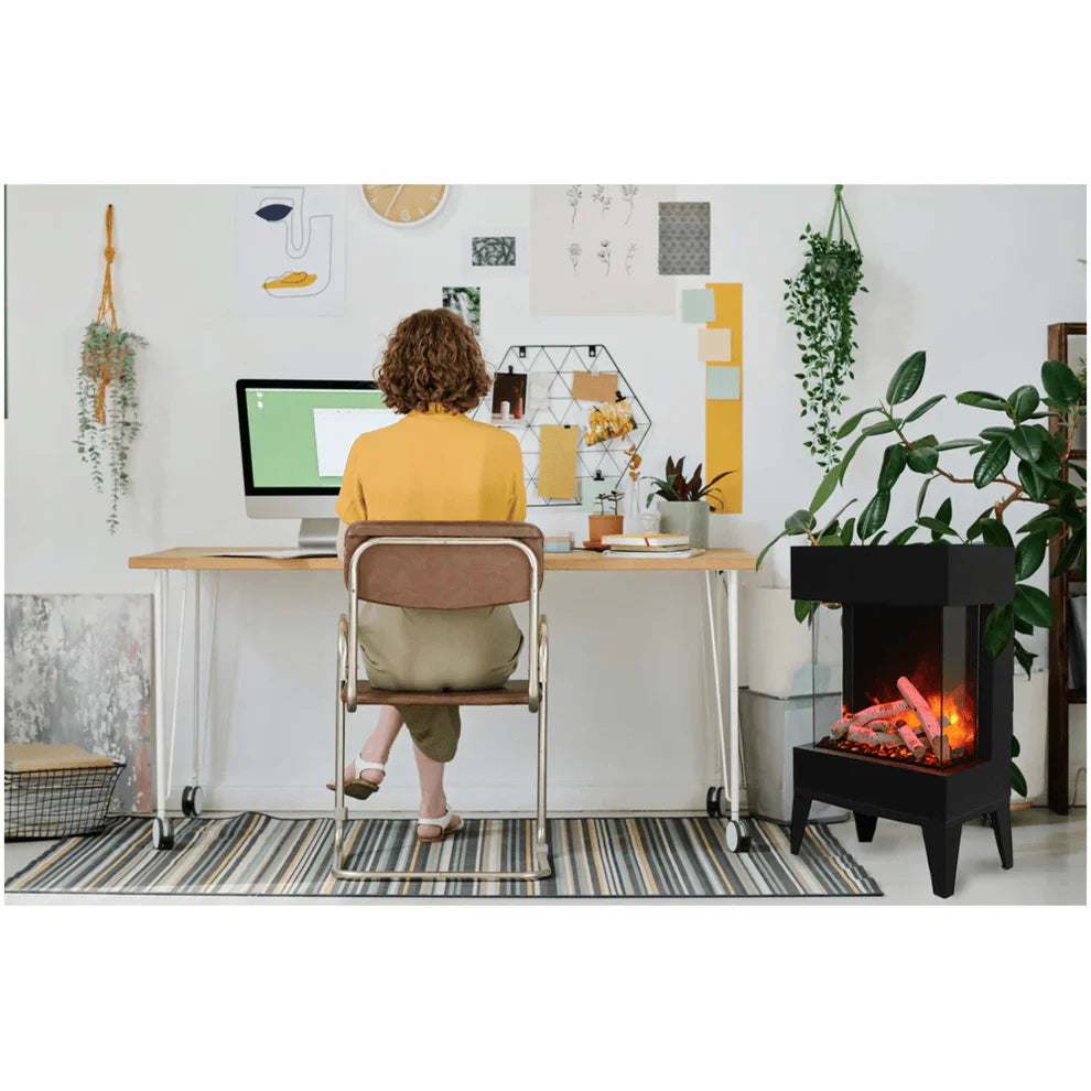 Amantii 20 Inch Cube 3-Sided Smart Electric Fireplace, Freestanding, Indoor/Outdoor, Smart Heater, CUBE-2025WM-LUMINA