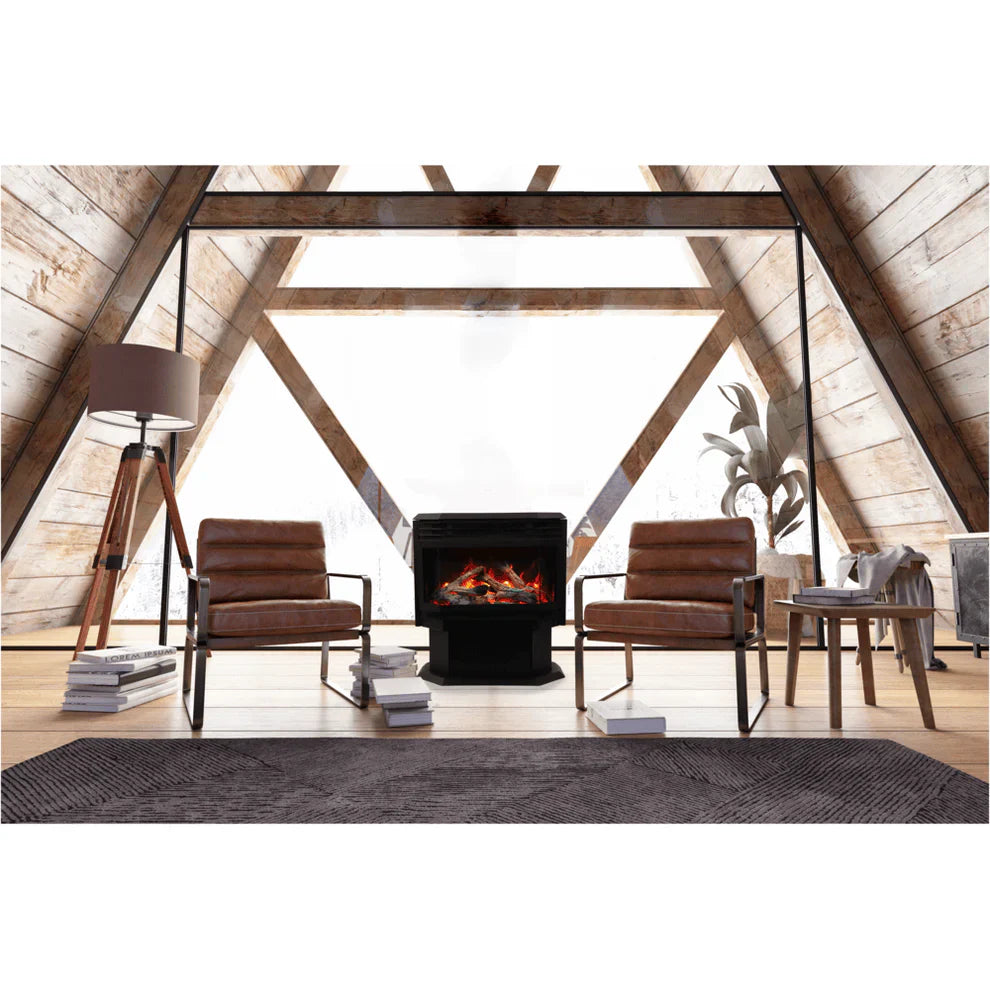 Amantii 26 Inch FS Lumina Smart Freestanding Electric Fireplace, Indoor/Outdoor, WiFi Control, Crackling Sound, LED Flame Display, FS-26-922