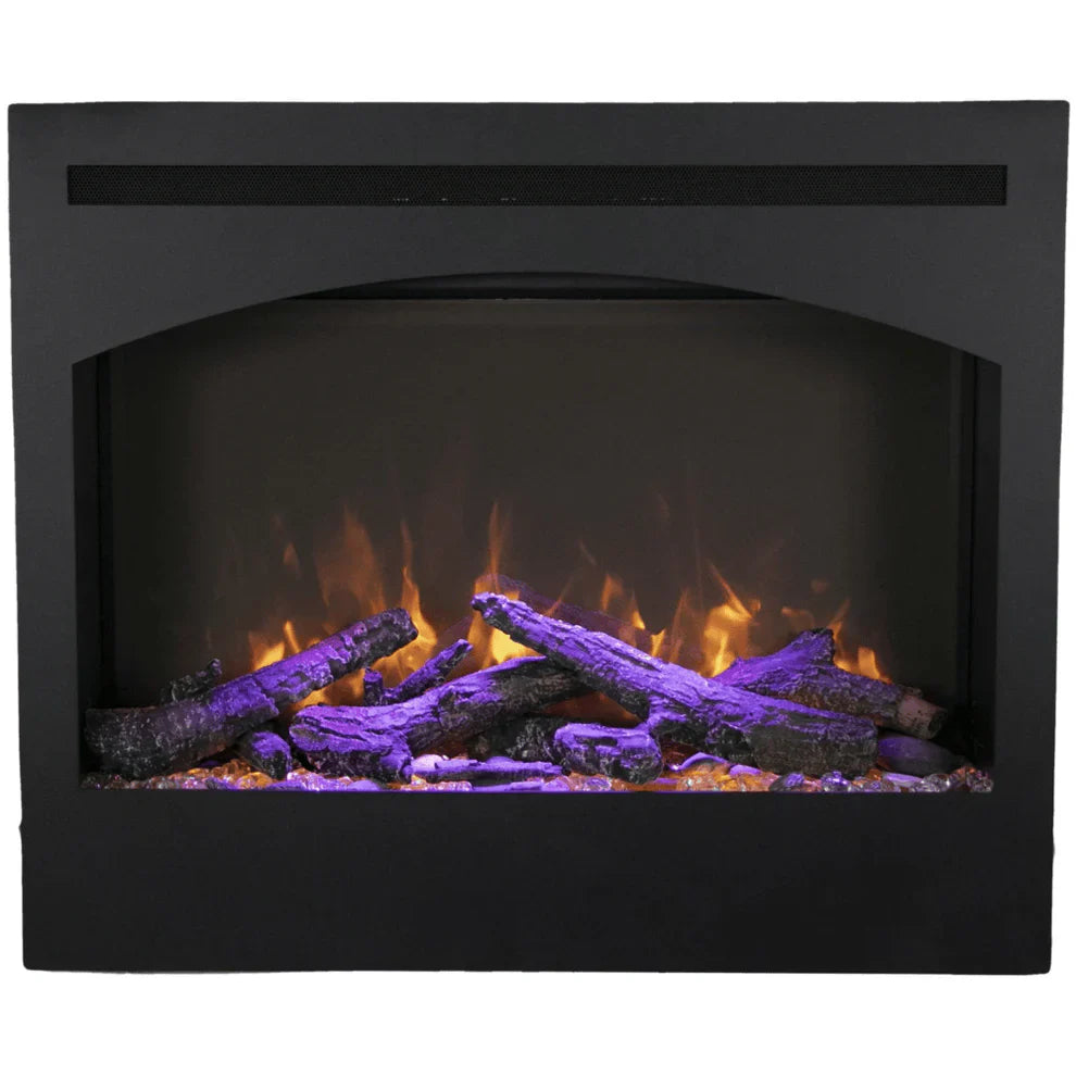 Amantii 31 Inch Zero Clearance Built-In Smart Electric Fireplace, Indoor Use, Clean Face Design with Steel Surround, ZECL-31-3228-STL