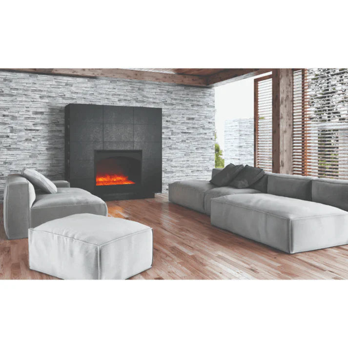 Amantii 31 Inch Zero Clearance Built-In Smart Electric Fireplace, Indoor Use, Clean Face Design with Steel Surround, ZECL-31-3228-STL