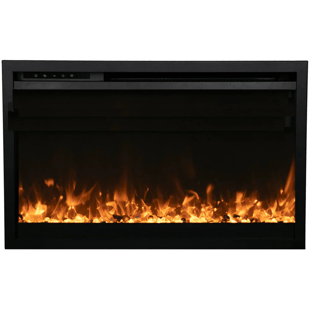 Amantii 33 Inch Traditional XtraSlim Smart Electric Fireplace, Indoor/Outdoor, Ultra Slim Recessed Design, WiFi, Crackling Sound, TRD-33-XS