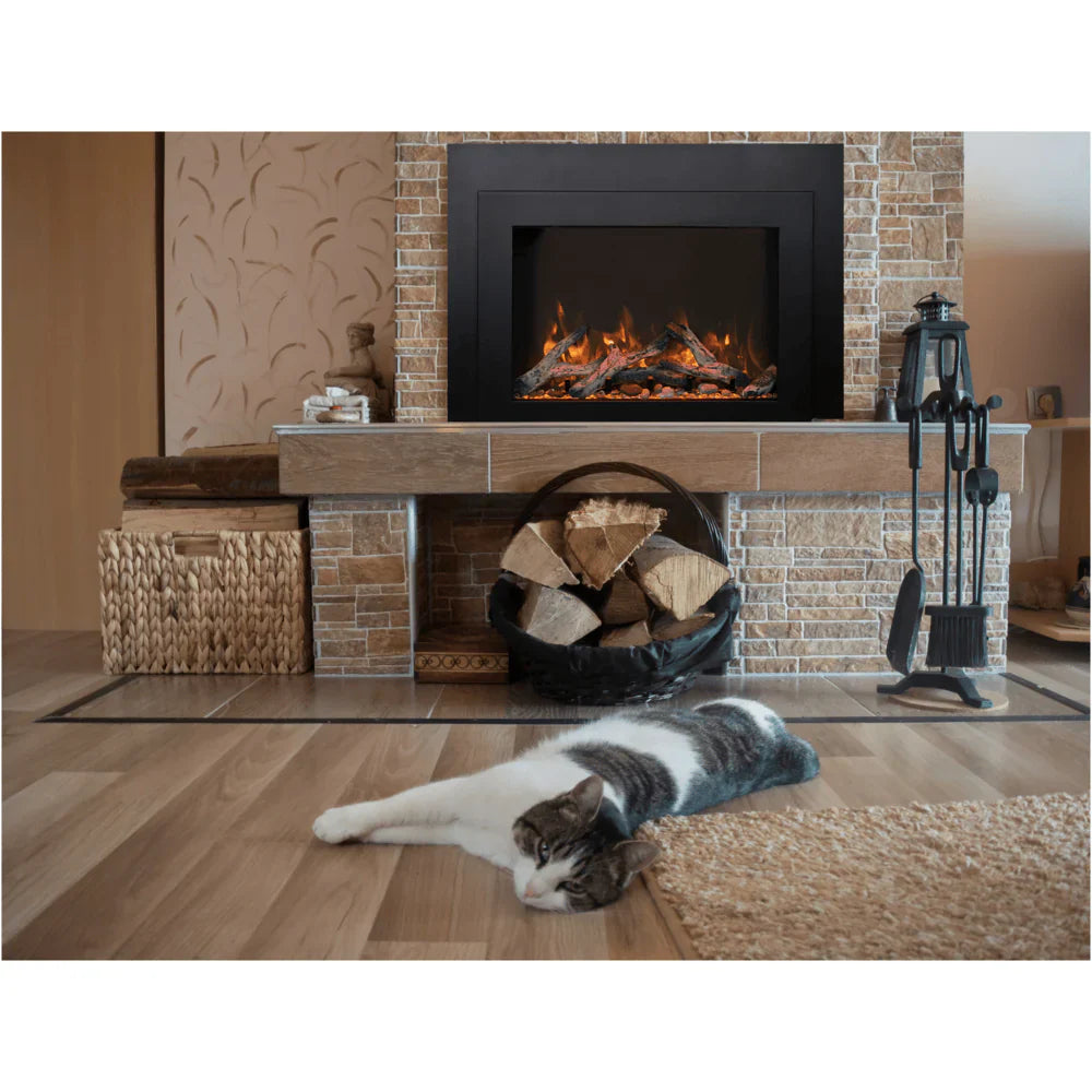 Amantii 38 Inch Traditional Bespoke Electric Fireplace Insert, Indoor/Outdoor, Smart Heater, TRD-38-BESPOKE-INSERT