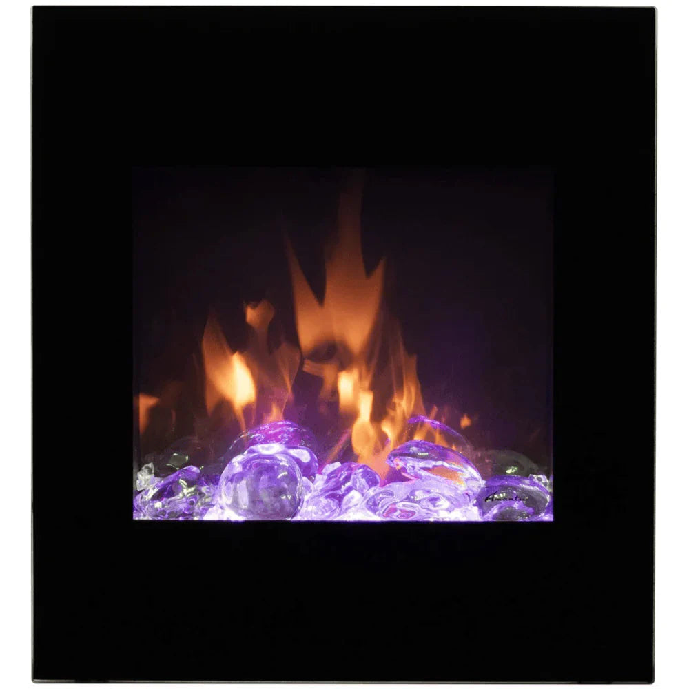 Amantii 24 Inch Corner Wall Mount Electric Fireplace, 1500W Heat, Multi-Color Flames, Black Glass Surround, WM-BI-2428-VLR-BG