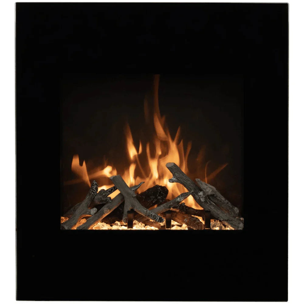 Amantii 24 Inch Corner Wall Mount Electric Fireplace, 1500W Heat, Multi-Color Flames, Black Glass Surround, WM-BI-2428-VLR-BG