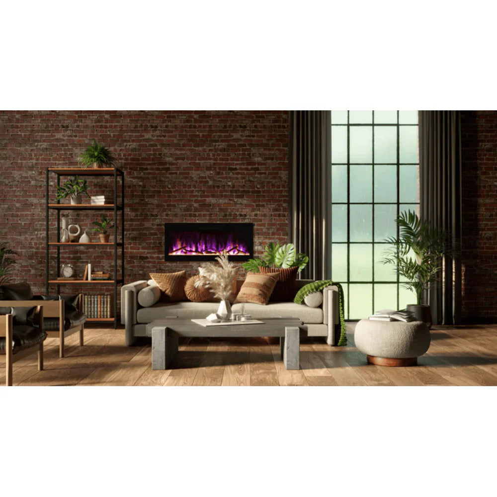 Amantii 36 Inch Evolution Electric Fireplace, Wall Mount, Frameless Black Fire & Ice Design, WiFi Smart Control, 5000 BTU Heater, EVO3620