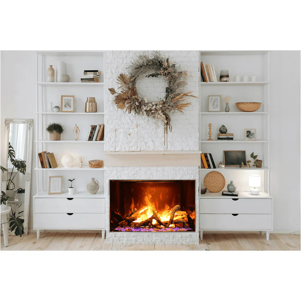 Amantii 38 Inch Signature Built-In Smart Electric Fireplace, Indoor Use, Optimyst Technology, Sleek Recessed Design, BI-TRD-38-SIG