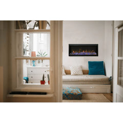 Amantii 42-Inch Symmetry Extra Tall Smart Electric Fireplace – WiFi Control, 18-Inch Flames, Ambient Lighting, SYM-42-XT