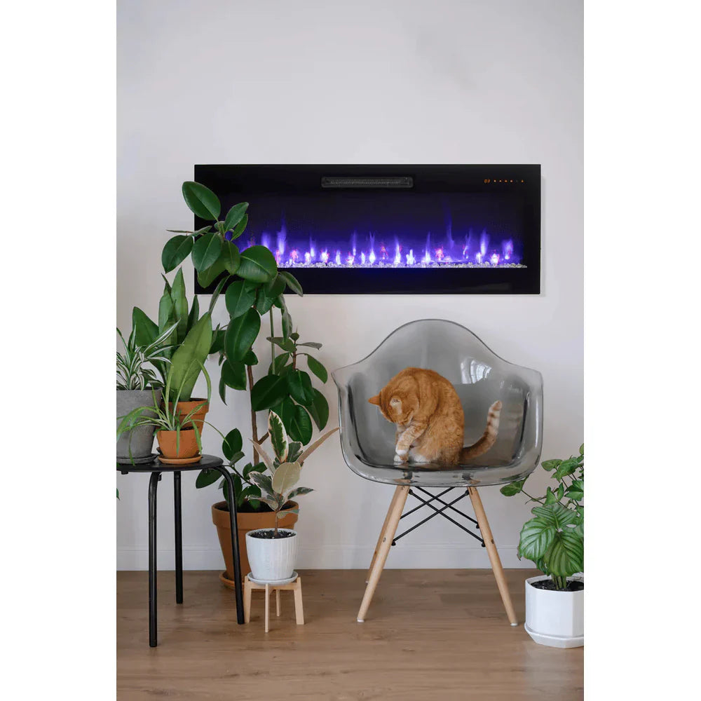 Amantii 50 Inch Evolution Wall Mounted Electric Fireplace, Frameless Design, WiFi Control, LED Flames, 5000 BTU Heater, EVO5020