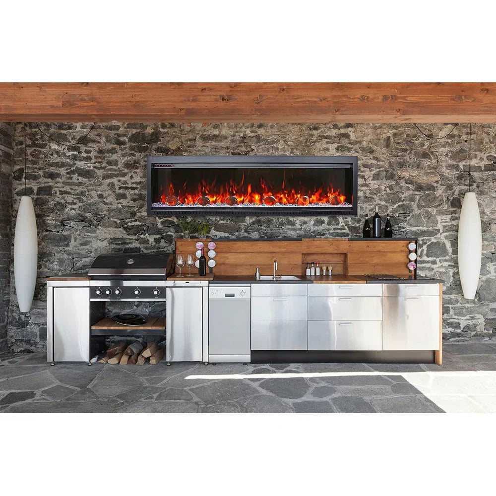 Amantii 60 Inch Symmetry Bespoke Extra Tall Electric Fireplace, Indoor/Outdoor, WiFi, SYM-60-XT