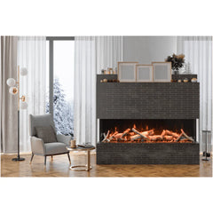 Amantii 60 Inch Tru View XL Deep Smart Electric Fireplace, Indoor/Outdoor, Extra-Deep Design, Lifelike Flames, WiFi, 60-TRU-VIEW-XL