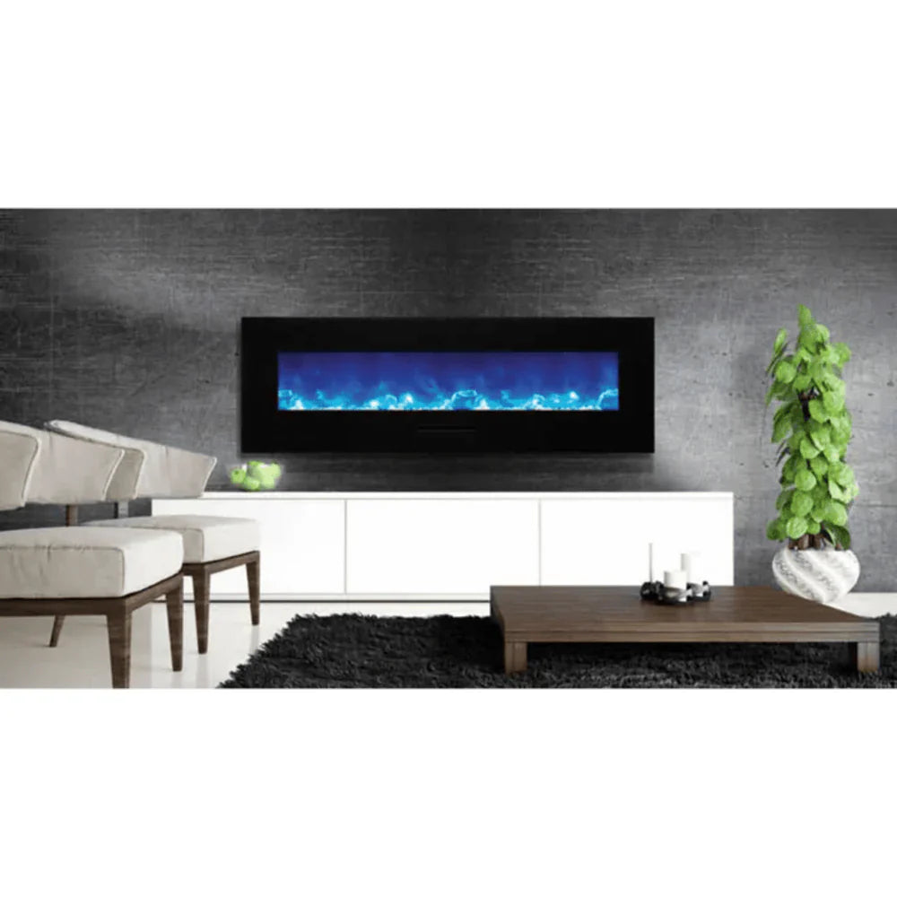 Amantii 60-Inch Indoor/Outdoor Smart Electric Fireplace – WiFi Control, Wall or Flush Mount, 1500W Heater, WM-FM-60-7023-BG