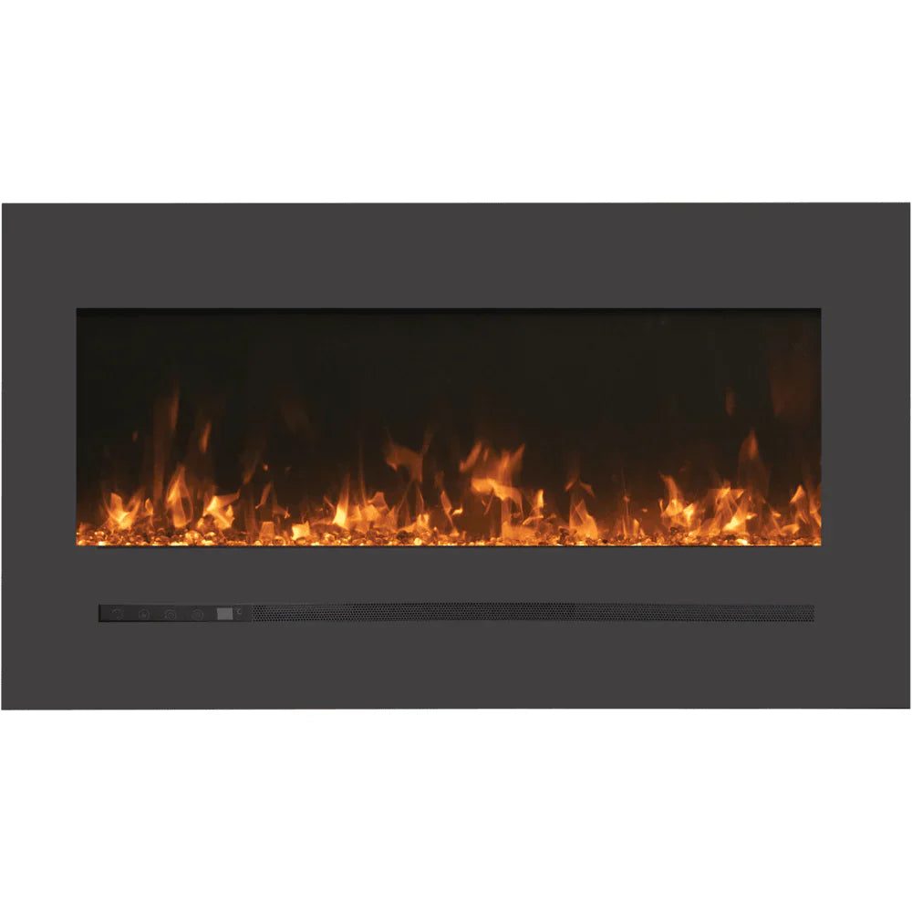 Amantii 72-Inch Linear Electric Fireplace – Wall Mount or Flush Mount, Steel Surround, Glass Media, 5000 BTU, WM-FML-72-7823-STL
