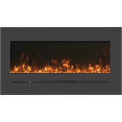 Amantii 72-Inch Linear Electric Fireplace – Wall Mount or Flush Mount, Steel Surround, Glass Media, 5000 BTU, WM-FML-72-7823-STL