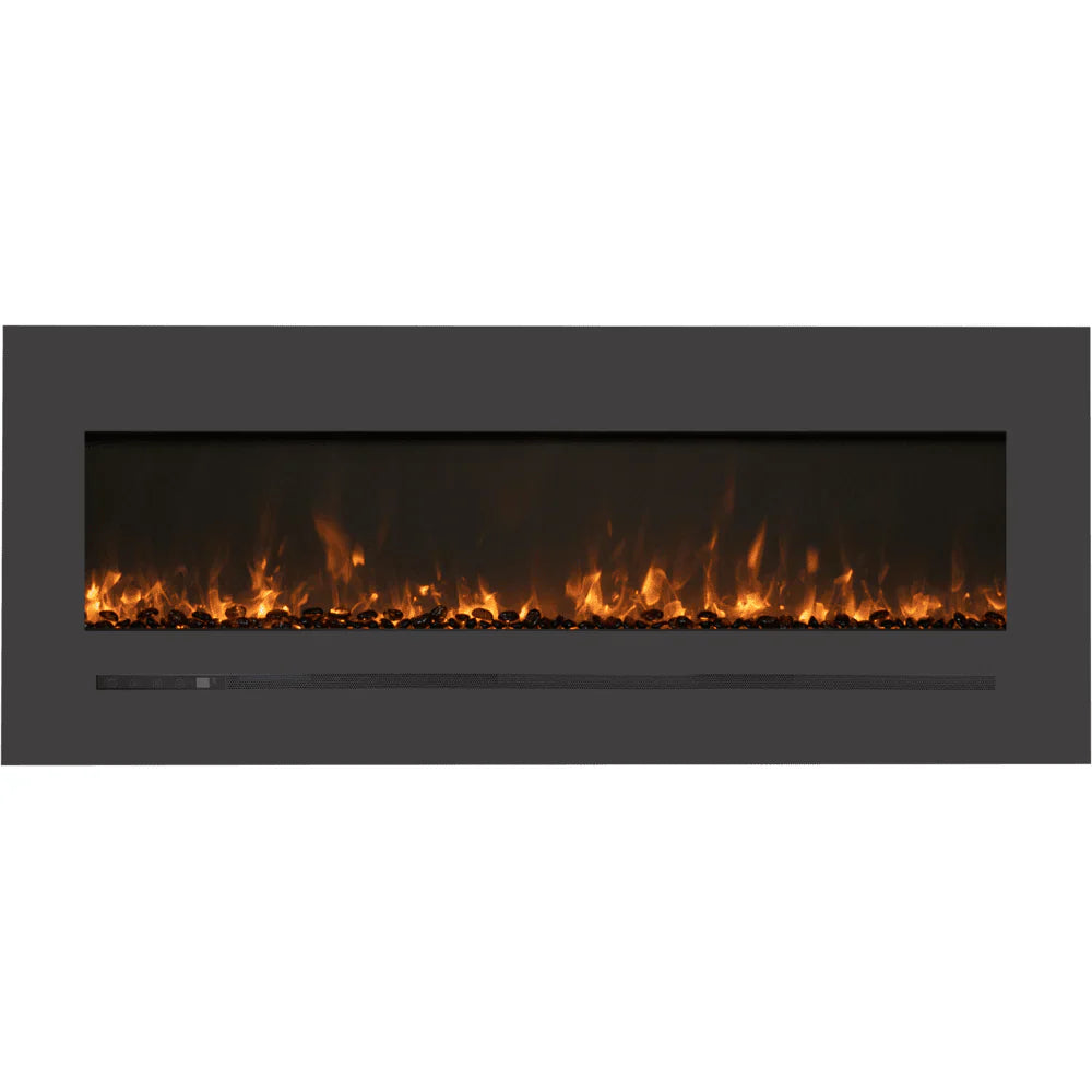 Amantii 72-Inch Linear Electric Fireplace – Wall Mount or Flush Mount, Steel Surround, Glass Media, 5000 BTU, WM-FML-72-7823-STL