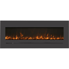 Amantii 72-Inch Linear Electric Fireplace – Wall Mount or Flush Mount, Steel Surround, Glass Media, 5000 BTU, WM-FML-72-7823-STL