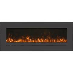 Amantii 72-Inch Linear Electric Fireplace – Wall Mount or Flush Mount, Steel Surround, Glass Media, 5000 BTU, WM-FML-72-7823-STL