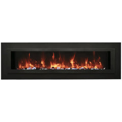 Amantii 72-Inch Linear Electric Fireplace – Wall Mount or Flush Mount, Steel Surround, Glass Media, 5000 BTU, WM-FML-72-7823-STL