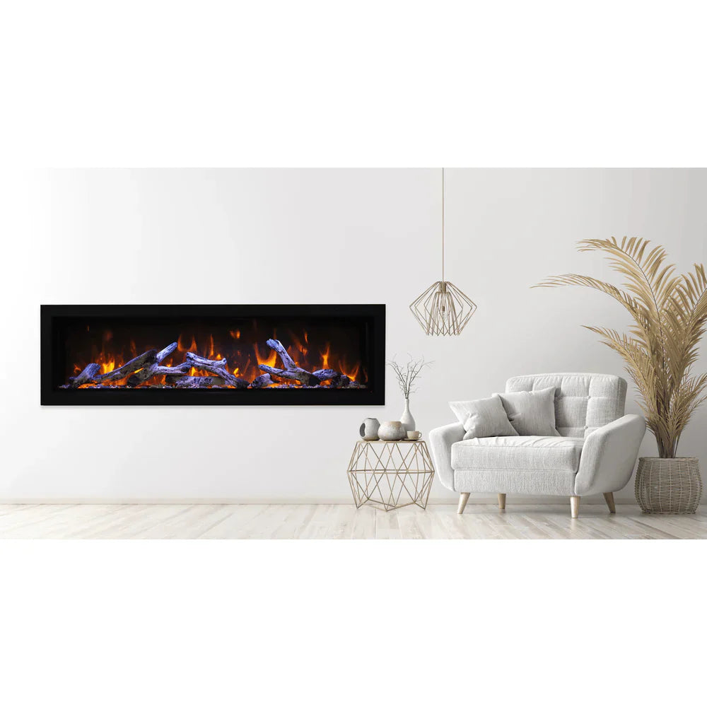 Amantii 72-Inch Panorama Deep Extra Tall Full View Smart Electric Fireplace – Indoor/Outdoor, WiFi, Realistic Flames, 5000 BTU Heater, BI-72-DEEP-XT