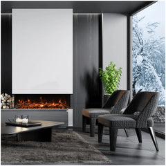 Amantii 72 Inch Tru View XL Deep Smart Electric Fireplace, Indoor/Outdoor, Realistic Flames, WiFi Control, 72-TRU-VIEW-XL