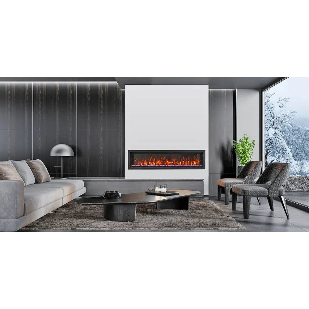 Amantii 74 Inch Symmetry Bespoke Extra Tall Electric Fireplace, Built-In, WiFi, Bluetooth, Crackling Sound, Seamless Glass, SYM-74-XT