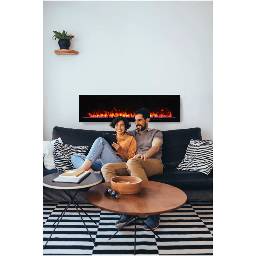 Amantii 74 Inch Symmetry Lumina Smart Electric Fireplace, Built-In, WiFi App Control, Indoor/Outdoor, SYM-74-LUMINA