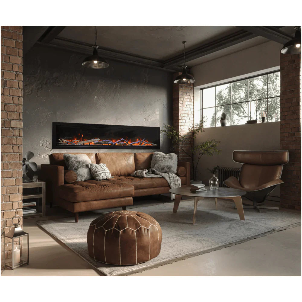 Amantii 88 Inch Symmetry Lumina Smart Electric Fireplace, Built-In, WiFi App Control, Indoor/Outdoor, SYM-88-LUMINA