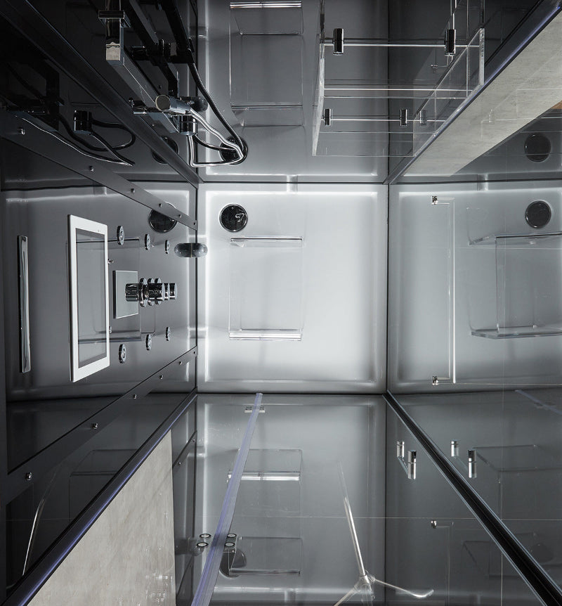 Maya Bath Platinum Anzio-R Steam Shower & Lucca Steam Shower – Compact Glass Enclosures with Smart TV, Full Body Massage