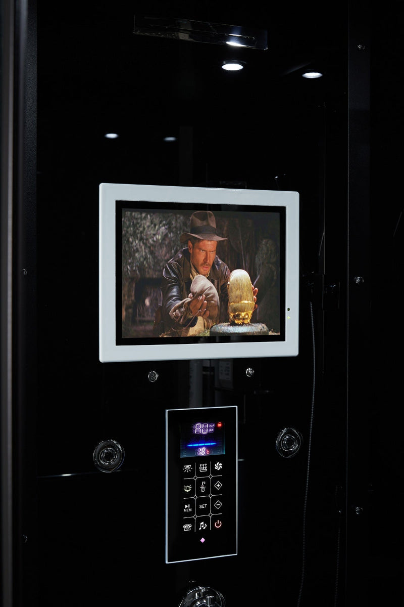 Maya Bath Platinum Anzio-R Steam Shower & Lucca Steam Shower – Compact Glass Enclosures with Smart TV, Full Body Massage