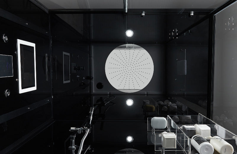 Maya Bath Platinum Anzio-R Steam Shower & Lucca Steam Shower – Compact Glass Enclosures with Smart TV, Full Body Massage