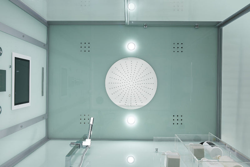 Maya Bath Platinum Anzio-L Steam Shower & Lucca Steam Shower – Compact Glass Enclosure with Smart TV & Full Body Massage