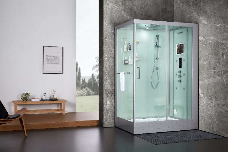 Maya Bath Platinum Anzio-R Steam Shower & Lucca Steam Shower – Compact Glass Enclosures with Smart TV, Full Body Massage