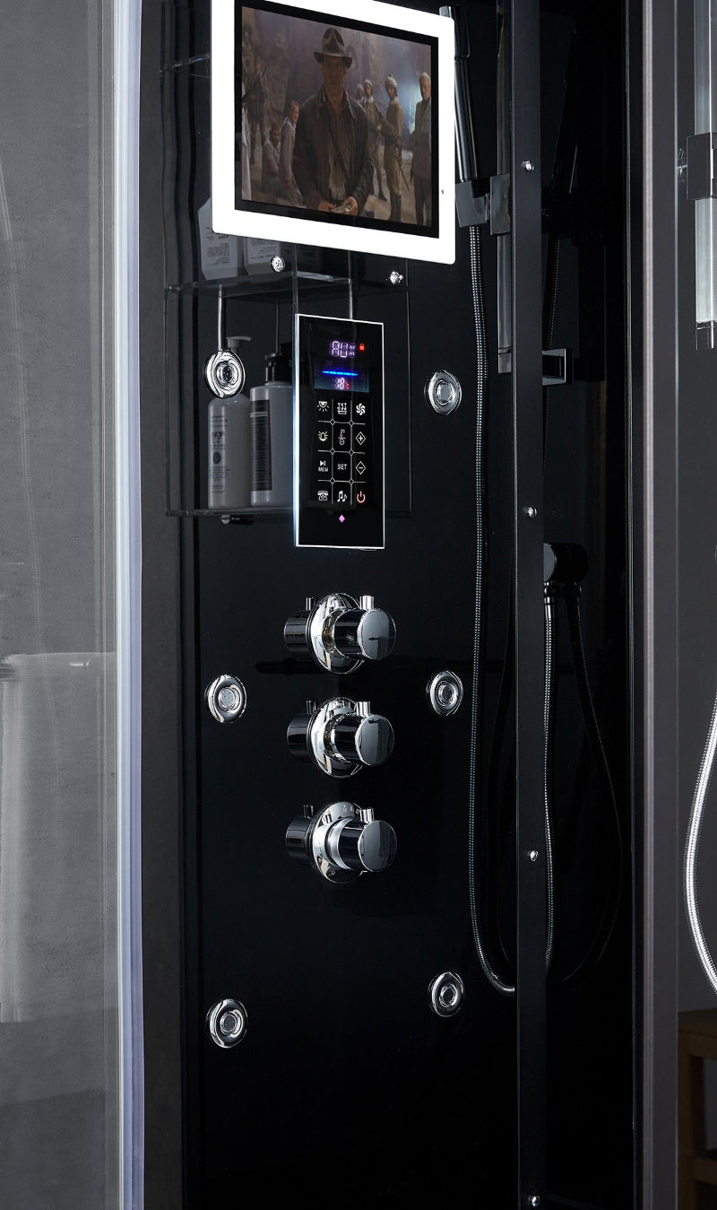 MAYA Bath Arezzo Steam Shower – 37" Compact Luxury Spa with TV, Bluetooth & 5KW Steam | Black or White