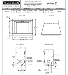 Monessen 36-inch Attribute Universal Circulating Vent-Free Firebox with Radiant Face and Multitonal Reversible Interior Panels ACUF36-BD