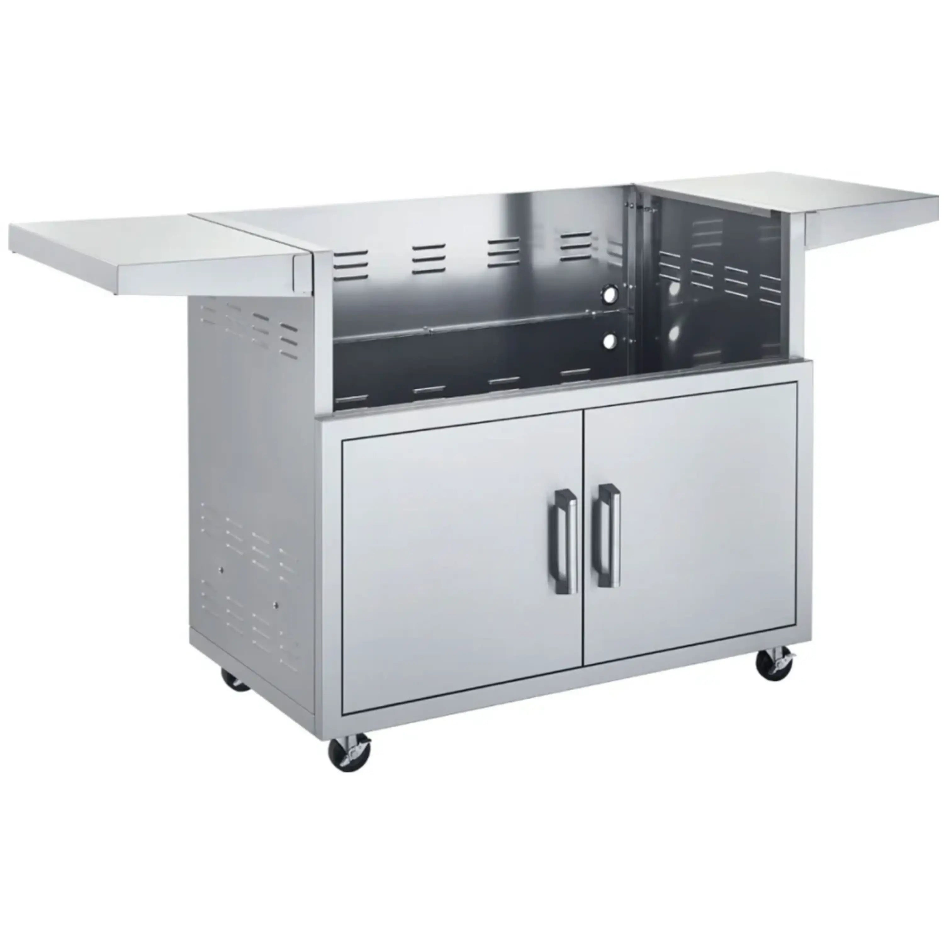 40-Inch Stainless Steel Cart with 2 Doors and Side Shelves (BSACT40)