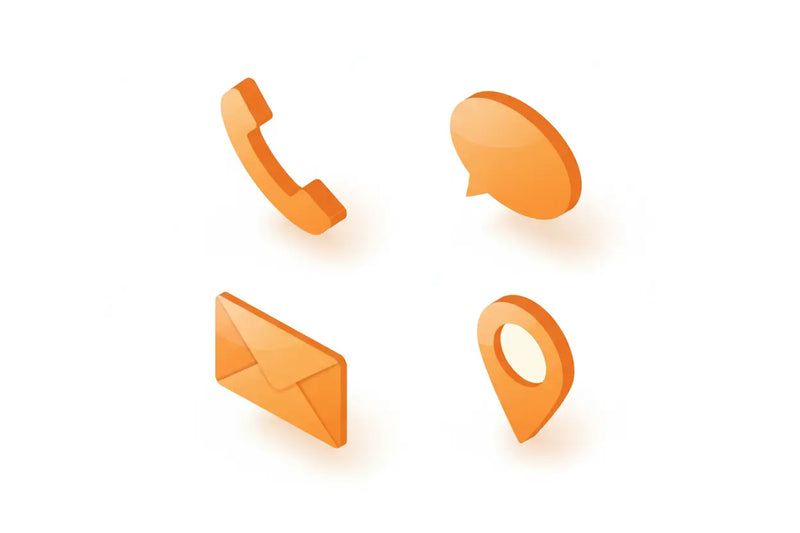Phone Chat or email icons on a white background