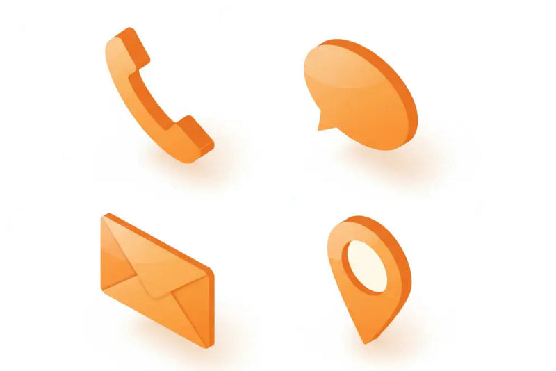 Phone Chat or email icons on a white background