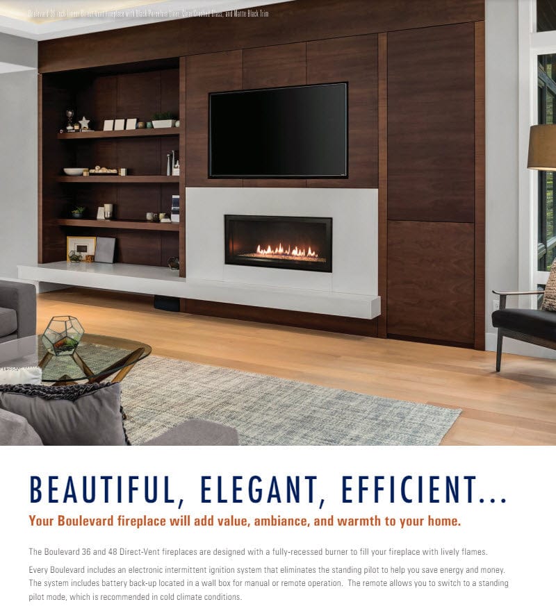 Empire 48" Boulevard Direct Vent Linear Gas Fireplace with Liner and Multi-Function Remote DVLL48BP92P