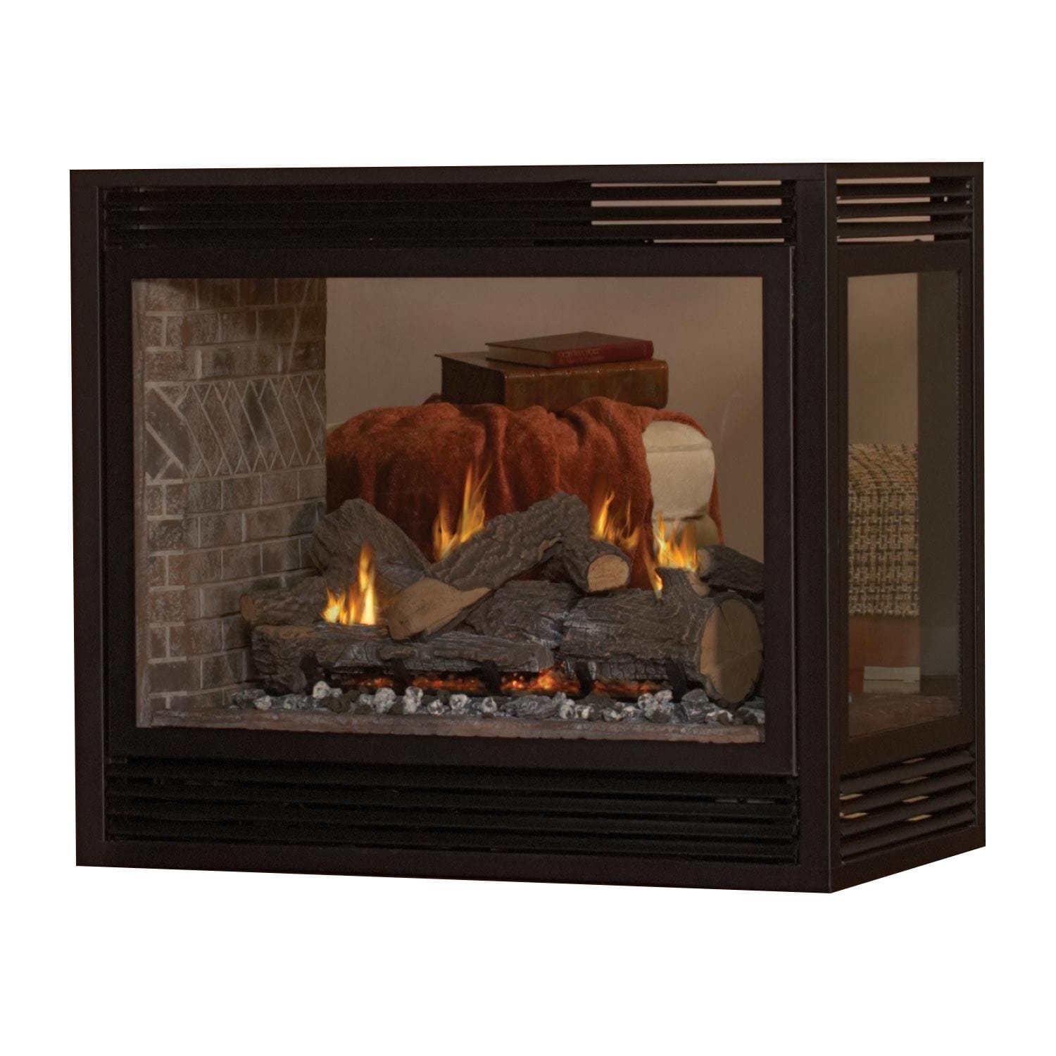 Empire 36" Madison Premium Double-Sided Direct Vent Gas Fireplace with Banded Brick Liner DVP36SP32EP
