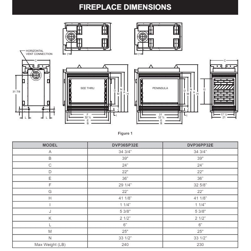 Empire 36" Madison Premium Double-Sided Direct Vent Gas Fireplace with Banded Brick Liner DVP36SP32EP