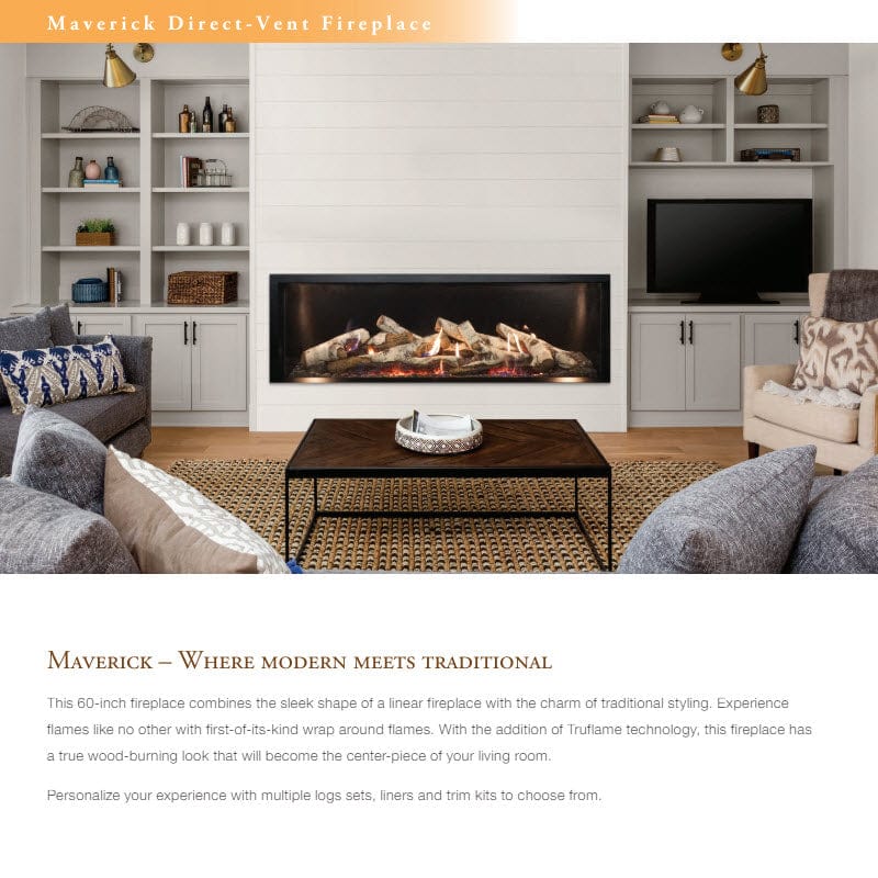 Empire 60" Maverick Clean-Face Direct Vent Gas Fireplace with TruFlame Technology DVCTL60CFP95N