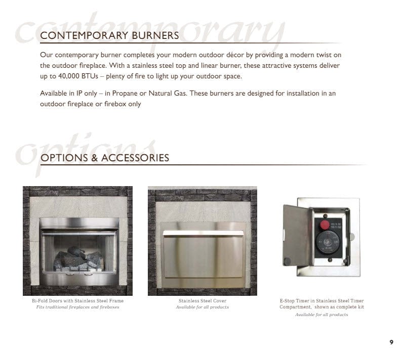 Empire 36" Carol Rose Outdoor Premium Stainless Steel Gas Fireplace with Harmony Burner and Refractory Liner OP36FP32MP