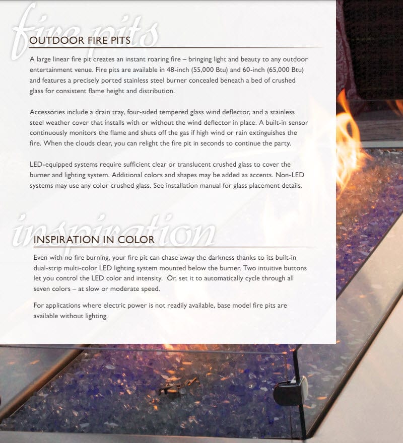 Empire 48" Carol Rose Outdoor Stainless Steel Linear Gas Fire Pit OL48TP10P