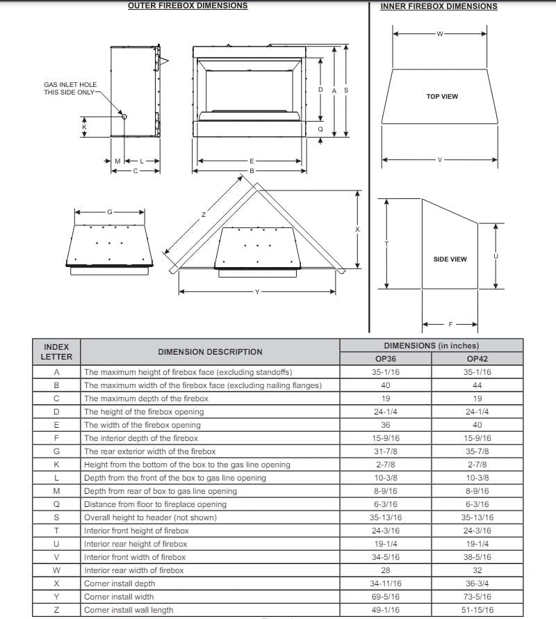 Empire 36" Carol Rose Outdoor Premium Stainless Steel Gas Fireplace with Harmony Burner and Refractory Liner OP36FP32MP