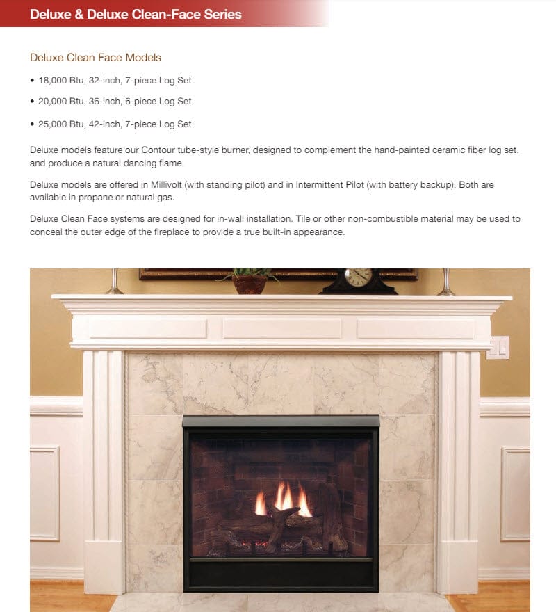 Empire 36" Madison Clean-Face Deluxe Direct Vent Gas Fireplace with Log Set and Barrier DVCD36FP30P
